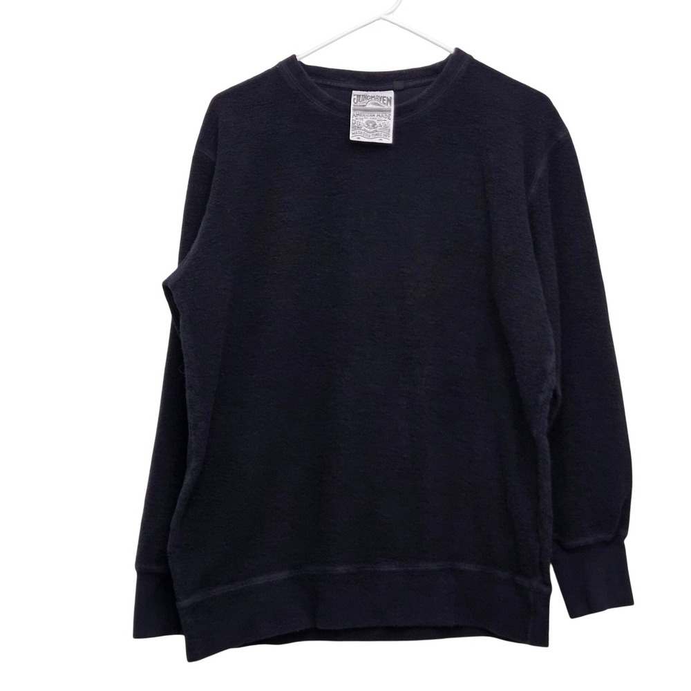 Jungmaven Sweatshirt Mens L Black Hemp Organic Cotton Fleece Crew Neck USA